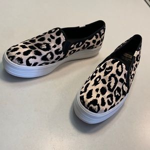 Kate Spade New York Triple Decker Keds Flocked Leopard Slip On.